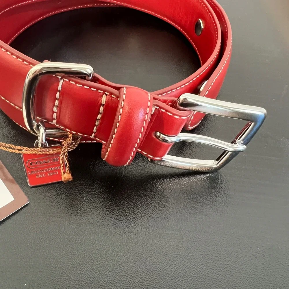 Coach Vintage Red Leather Grommets Dog Collar XL 22-26 Inch 8848 NEW
